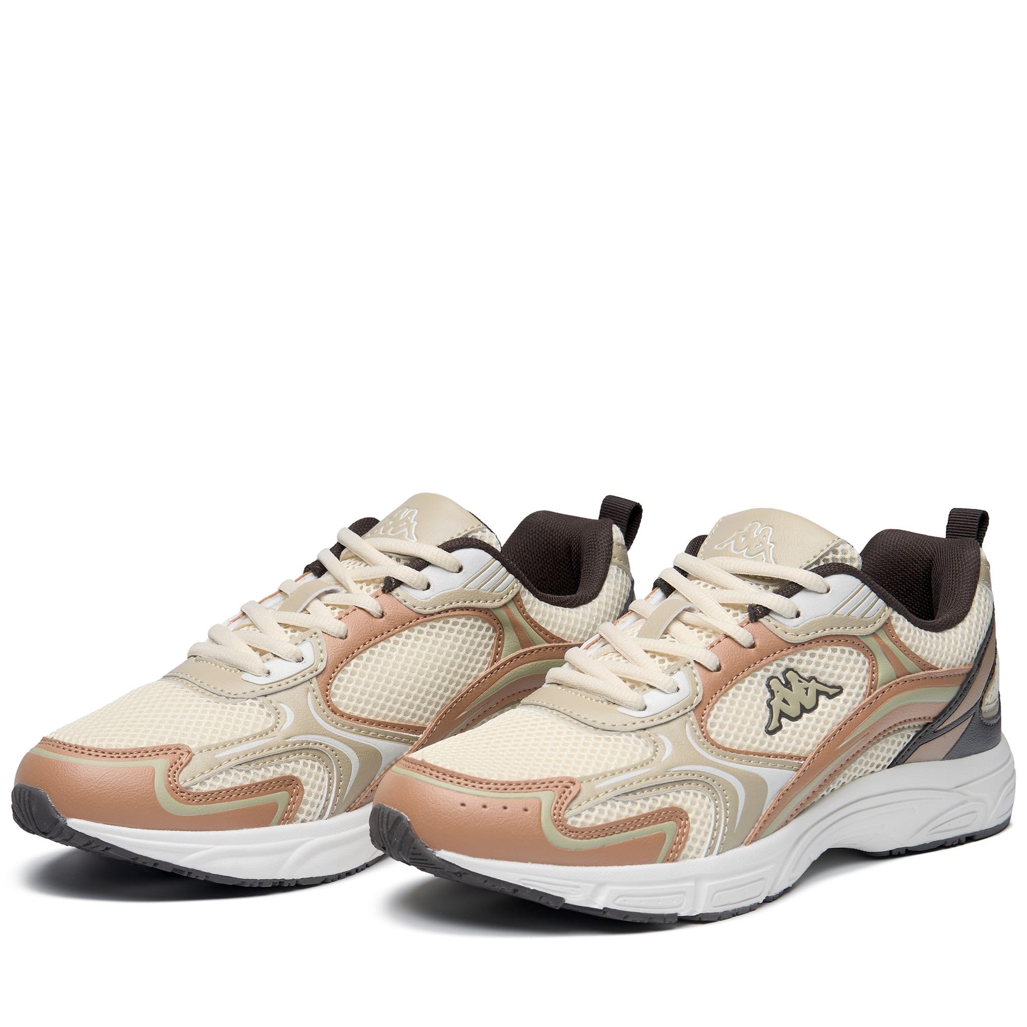 Kappa MYGIDO - Unisex Sneakers - with Synthetic and Mesh Upper - Rubber Sole and Viscoelastic Insole - Quality Design and Sporty Style - Colour White Tofu Beige Tawny and Size 42