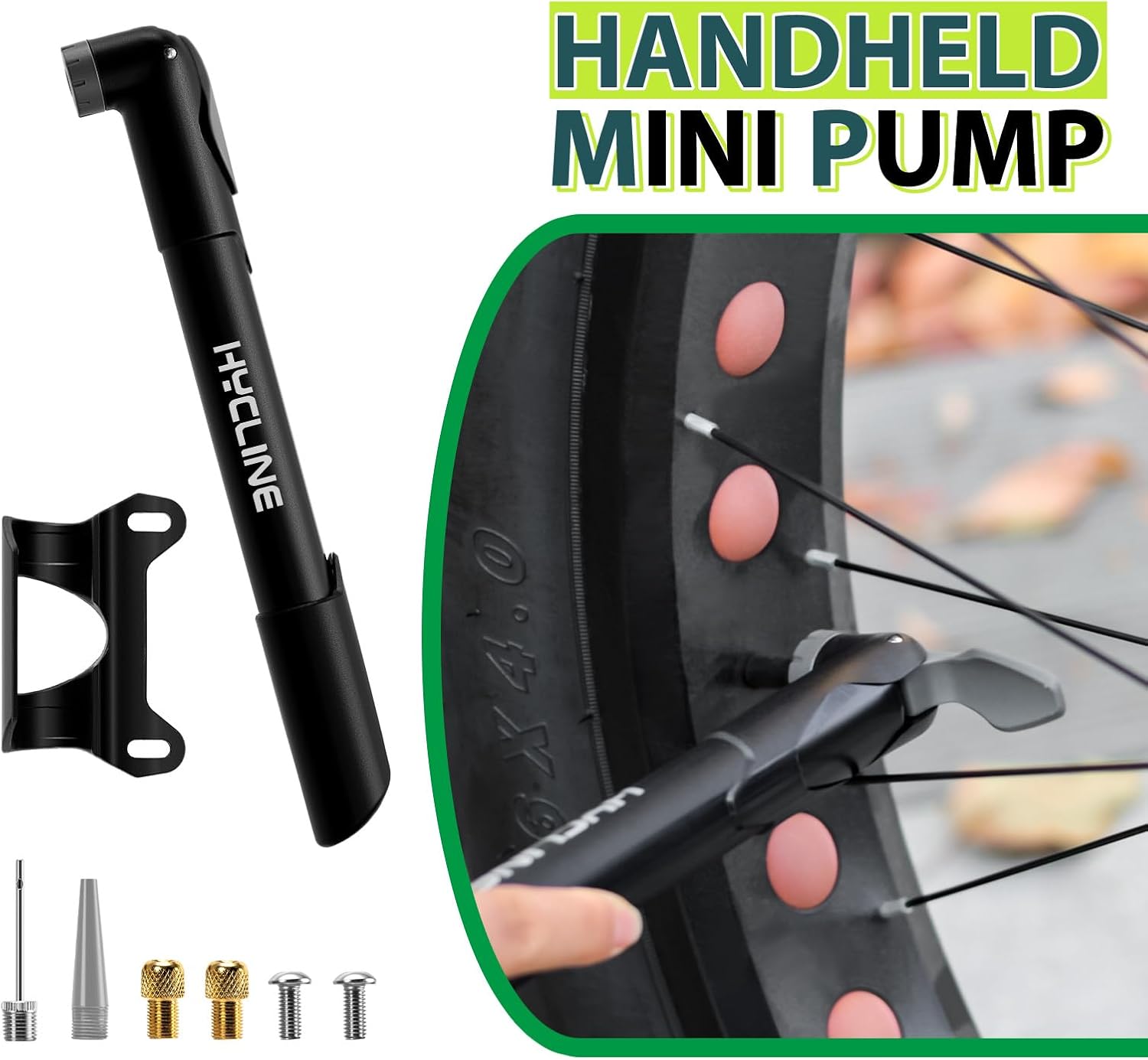 Hycline Compact High Pressure Mini Bike Pump - 120 PSI Max, Bicycle Tyre Pump for Road, MTB & BMX Bikes - Fits Presta & Schrader Valves, Includes Needles for Sports Balls 8 71CAwyWYdtL. AC SL1500