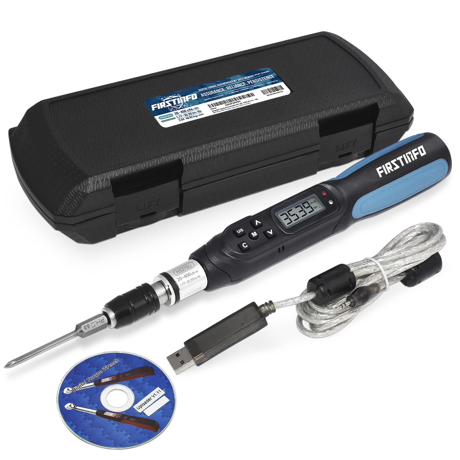 FIRSTINFO Digital Torque Screwdriver, 1.77-35.39 in-lb with 250 Data Memory