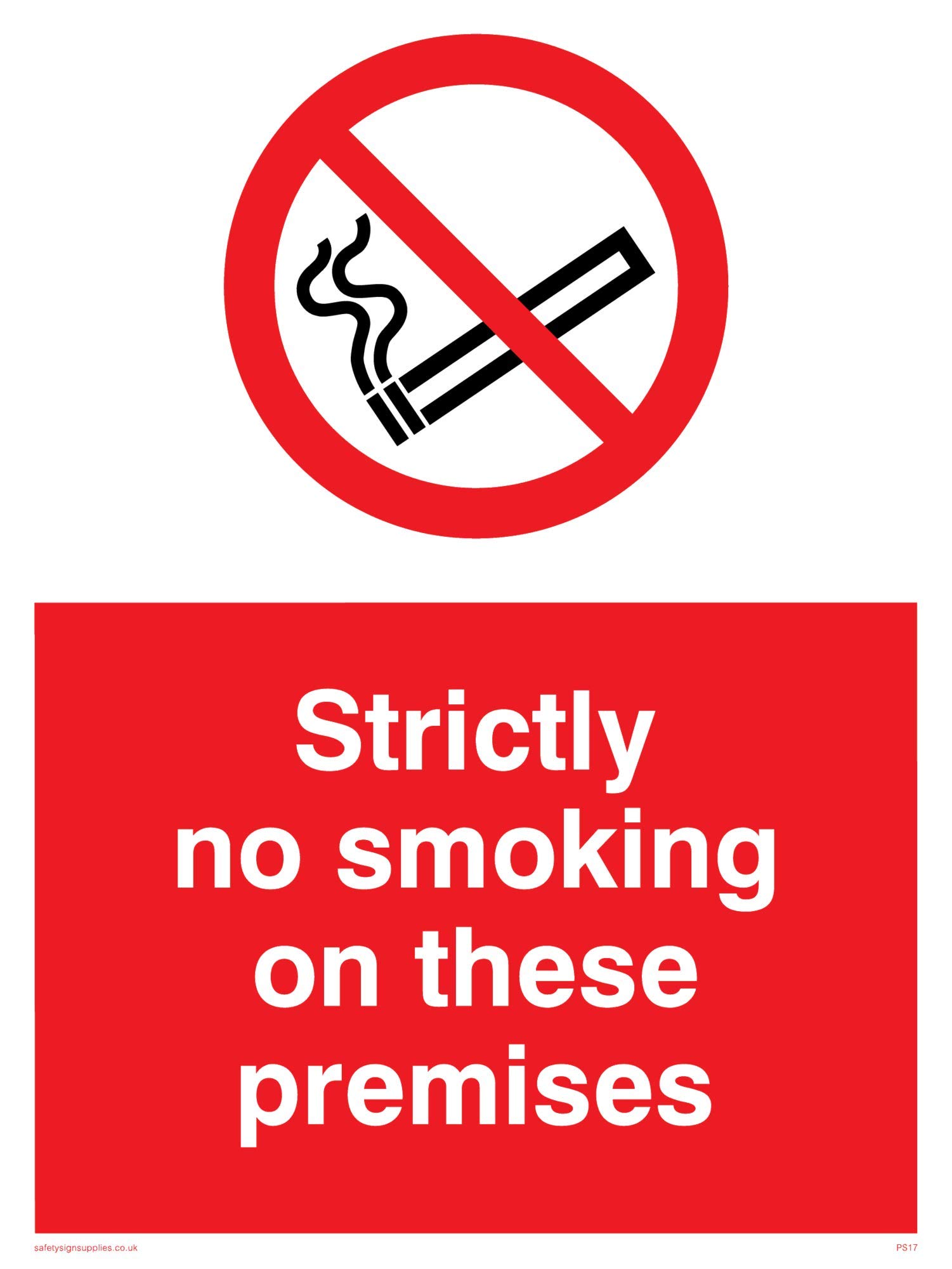 Viking Signs PS17-A5P-1M "Strictly No Smoking On These Premises" Sign, Plastic, 1 mm Semi-Rigid, 200 mm H x 150 mm W