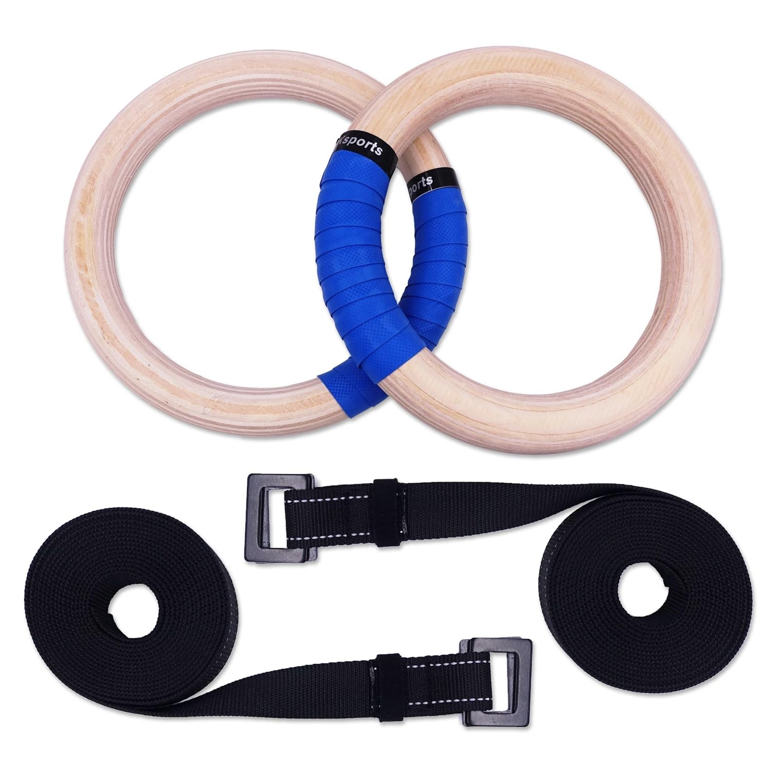 Anelli Ginnastica Anello da ginnastica in legno da 28/32 mm con cinghie regolabili for palestra domestica, fitness, trazioni, allenamento della forza, attrezzatura for ginnastica(28mm with Strap)