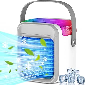 Draagbare Airconditioner, Mini-luchtkoeler met 3 Snelheden USB-aangedreven Verdampingskoeler Kleine Desktop-koelventilator met 200 Ml Tank voor