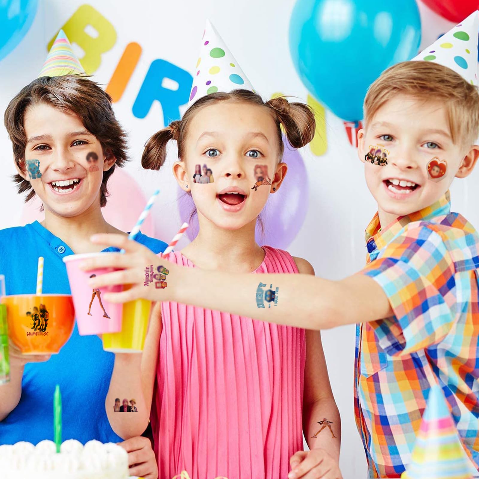 8 Pezzi Huntrs Tatuaggi per Bambini, Tatuaggi Temporanei Bambini Bambina, Huntrs Tatuagg Impermeabili, Adesivi Finti Tatuagg per Festa Compleanno Ragazze Ragazzi - 5