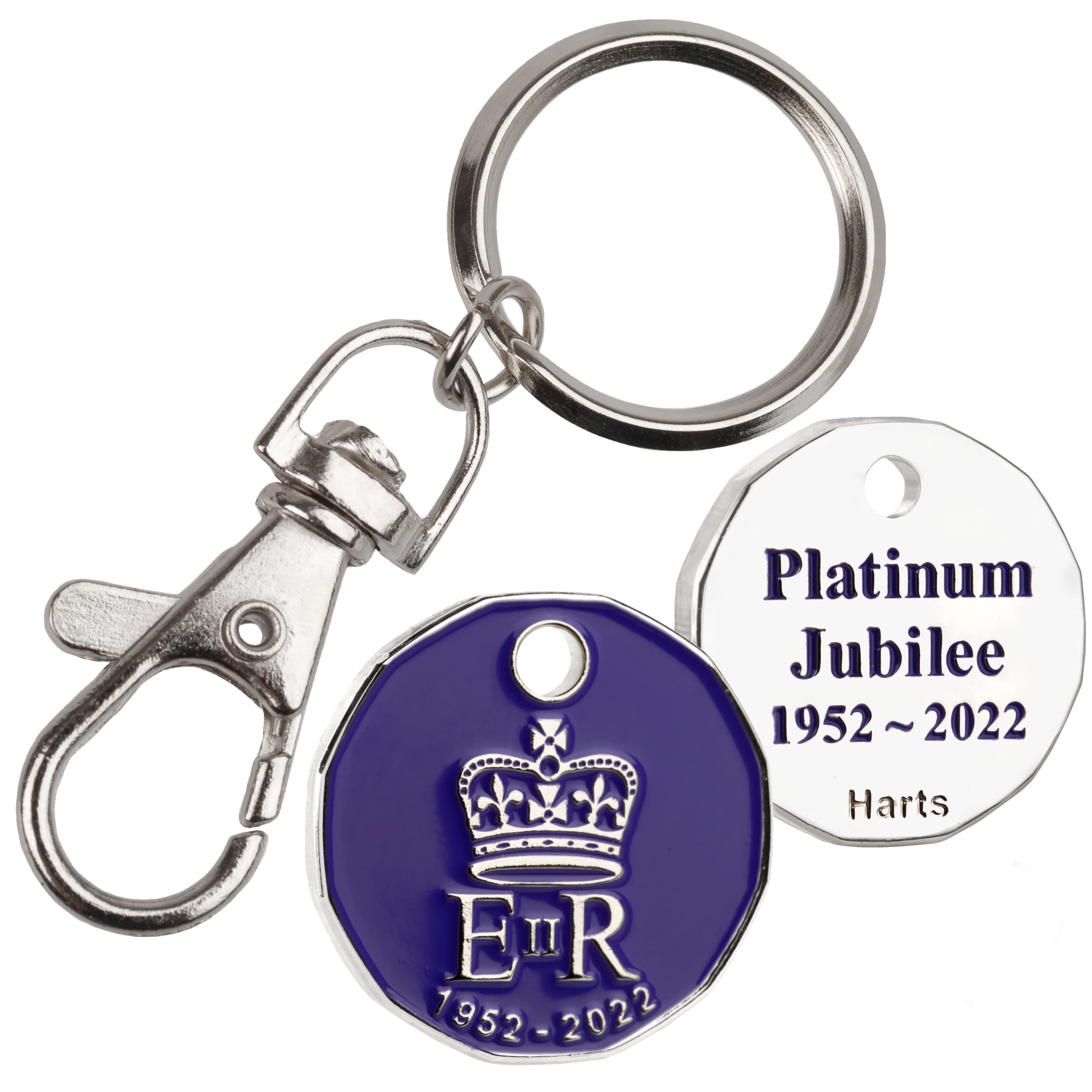 Harts 1 unit New Shape £1 coin Trolley Tokens Keyrings Supermarket Locker (Jubilee)