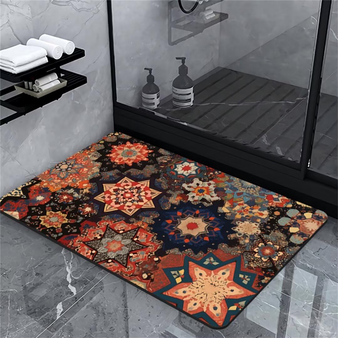 Badezimmerteppich Badematte rutschfest Badematte Badteppich Badvorleger 80x150cm Badematten Badteppiche Duschmatte rutschfest, Duschvorleger Badezimmermatte rutschfest Stein Badematte Red