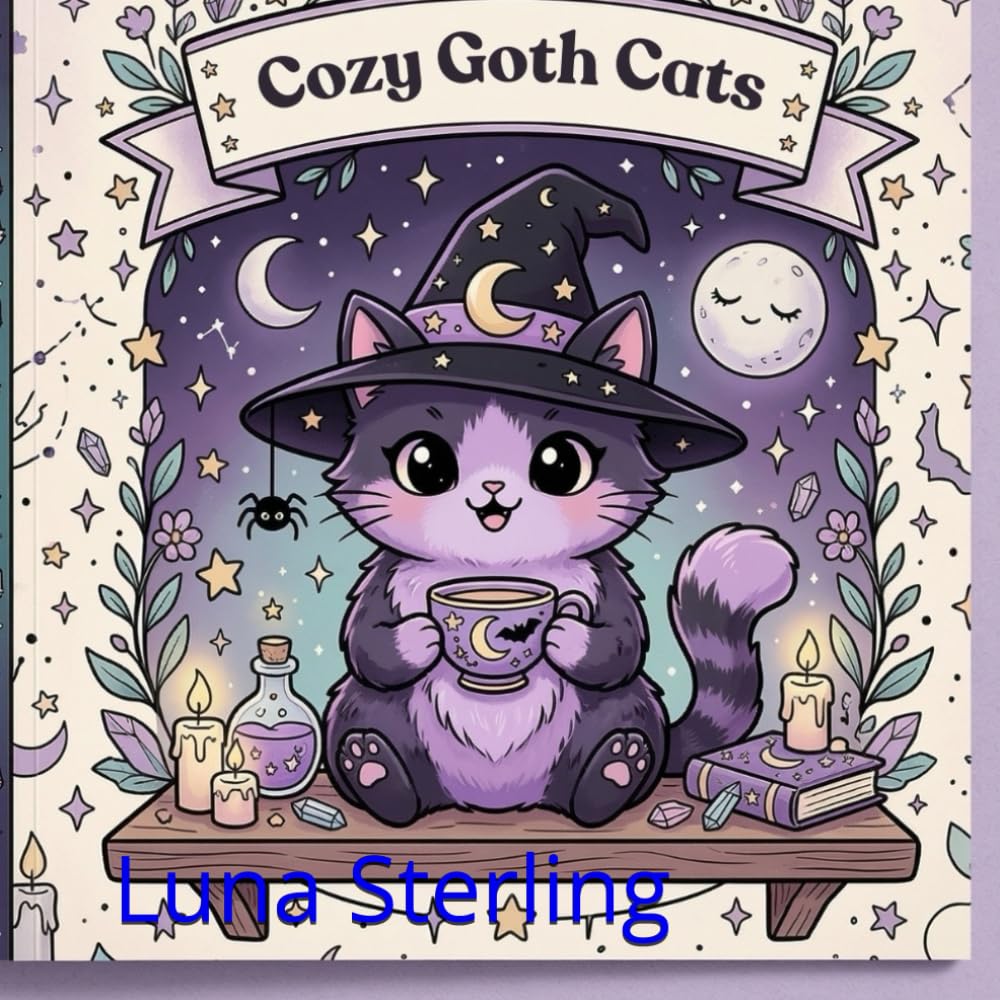 Cozy Goth Cats: A Bold and Easy Coloring Book for Adults and Teens