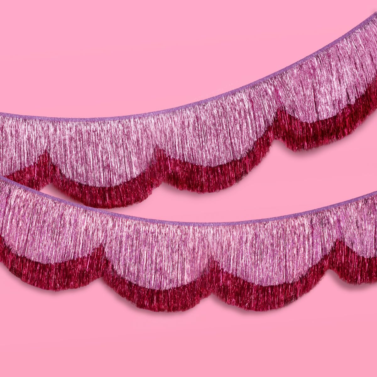 xo, Fetti Pink Scalloped Layered Fringe Banner - 5 Ft. | Bachelorette Party Decorations, Birthday Party Decor, HBD Decor, Photo Booth Banner Backdrop