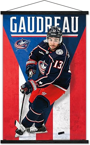 Trends International NHL Columbus Blue Jackets - Póster de pared con marco magnético de Johnny Gaudreau 23