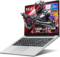 Vista 1 de Laptop, Laptop de juegos AMD Ryzen 5 7430U, Laptop de 15.6 pulgadas con 16GB RAM y 512GB SSD, Laptop con AMD Radeon, Laptops con teclado