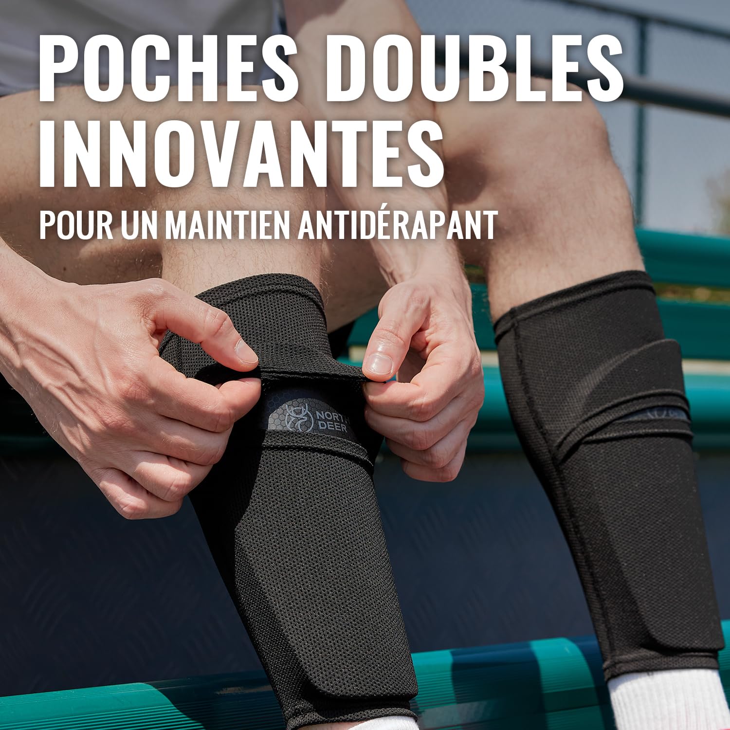 Northdeer Protège-Tibias pour Homme Enfant avec Chaussettes avec Poche d'Insertion Optimisée – Protections Football à Insérer