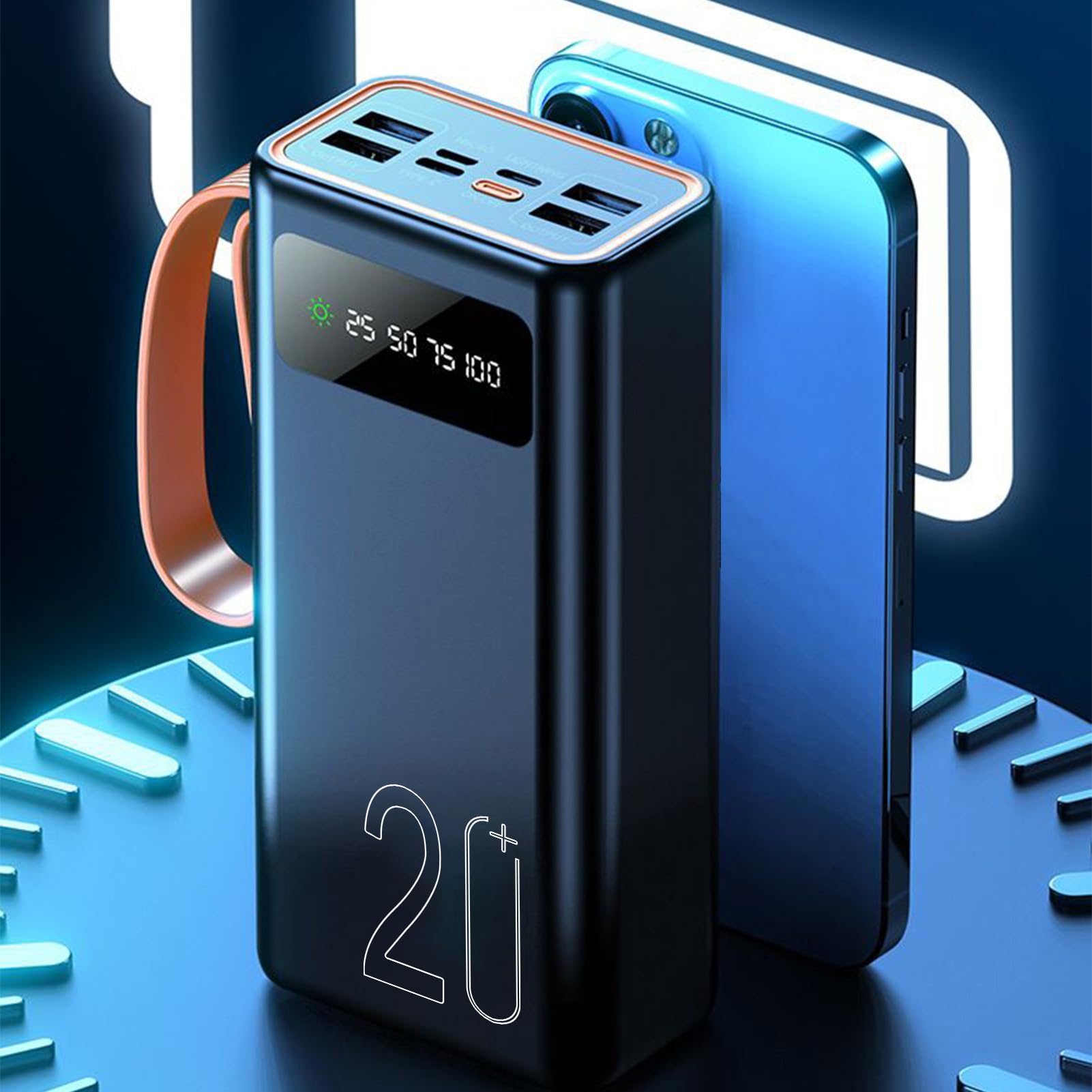 Chargeur Solaire Portable Power Bank Solaire avec Panneau Intégré