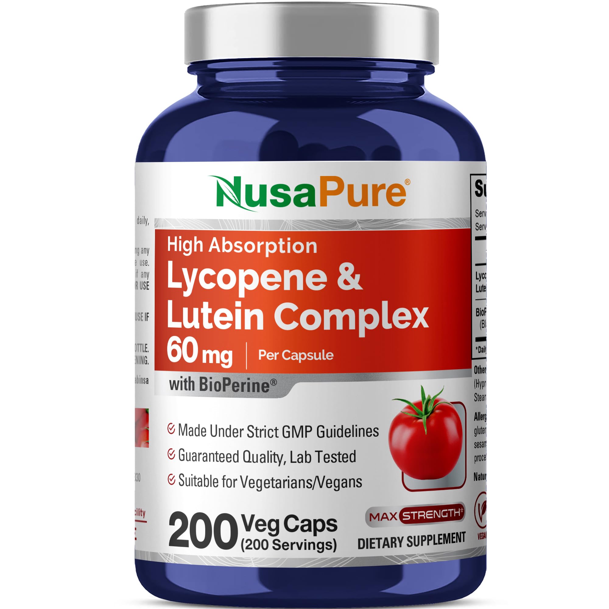 Lycopene & Lutein Complex, Non-GMO, 60mg, 200 Veg Capsules - 200 Servings