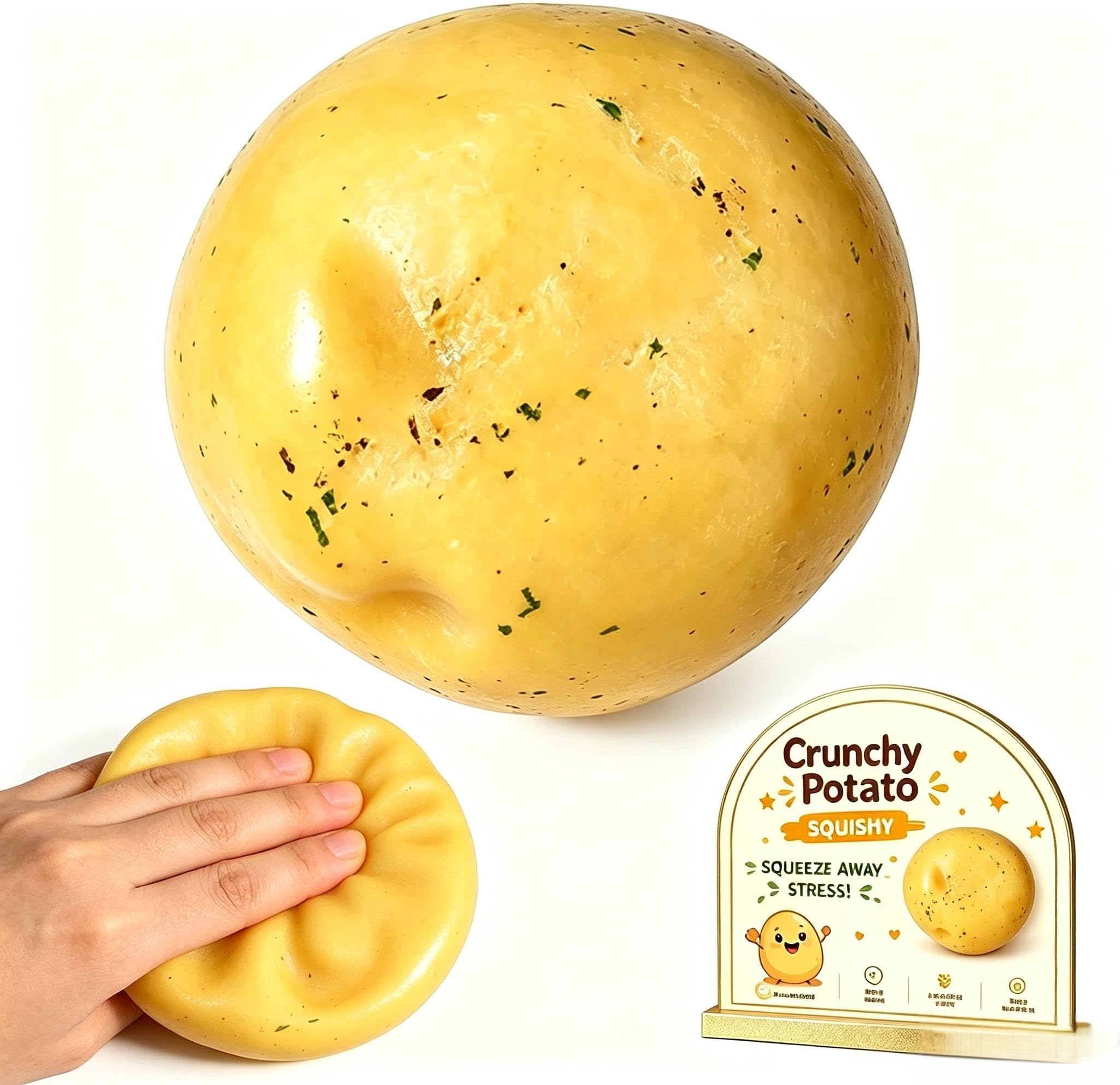 Crunchy Potato Squishy ASMR Bead Filled Realistic Food Stress Ball Squeeze Moldable Slushy Asmr Realistic Taba Handmade Non Rebound Sticky Silicone Dessert Adults Party Favor — image 1