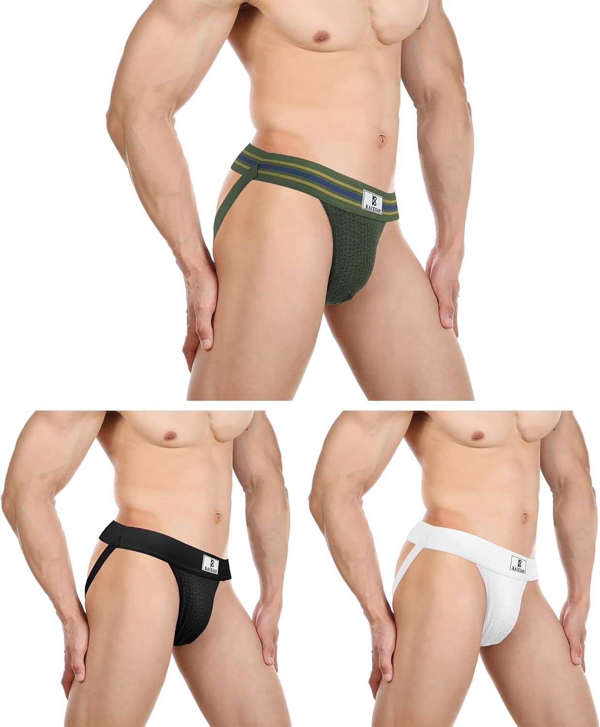 JOCKLAND 3 Pack Men's Jock Strap, Wide Band Mesh Male Underwear