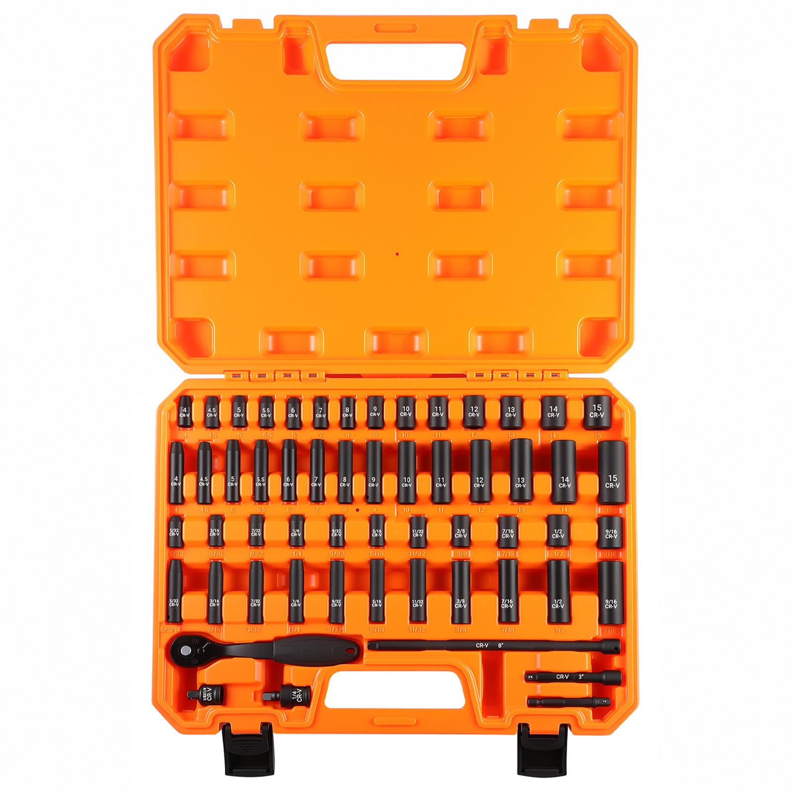 57PCS Socket Wrench Set, Ratchet Socket Set, Metric Drive Tool Kit with Metric 72 Teeth Quick Release Ratchet Wrench Chrome Vanadium Ratchet Socket Set for Auto Car Motorcycle Repair 1/4 Inch