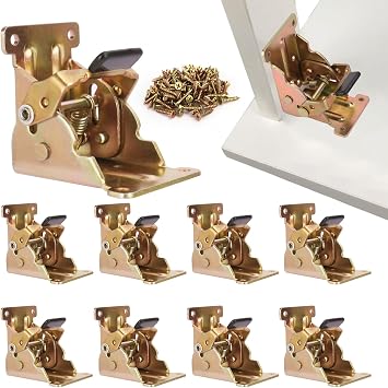 10 Pack Folding Leg Brackets, Folding Table Leg Bracket, Self-Locking Bracket, Foldable Support Bracket with Screws for DIY Tables, Beds, Folding Workbenches, by GENHAKON