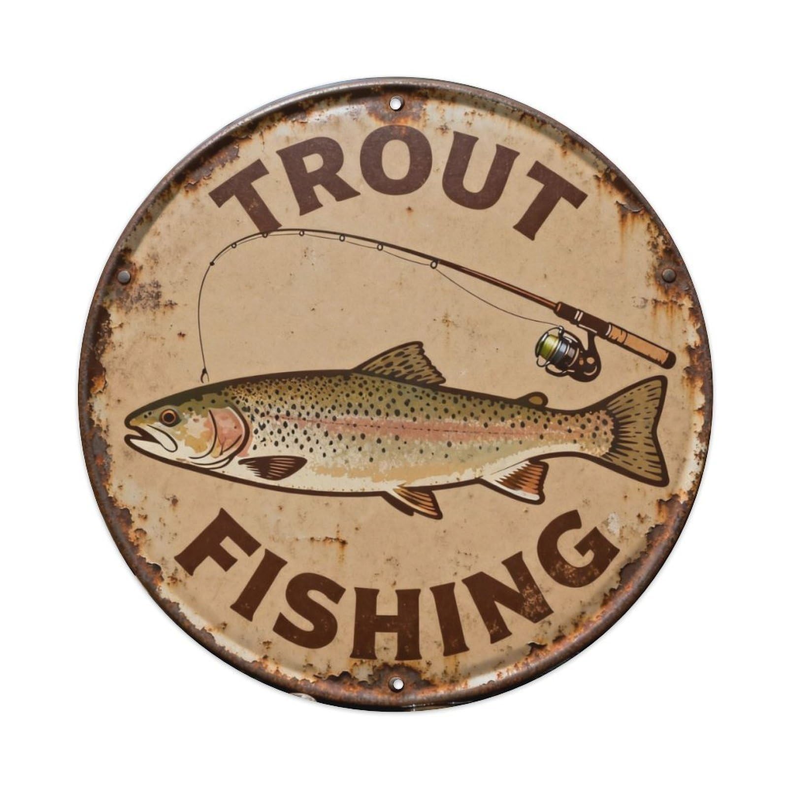 Trout Fishing Metal Tin Sign Plaque