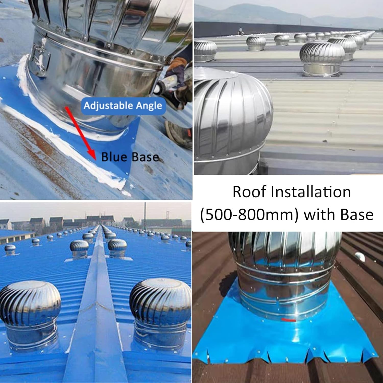 Premium Stainless Steel Roof Ventilator, 600mm Round Metal Roof Vent Outlet, Rainproof & Silent Chimney Vent, Ideal for Roof Ventilation & Airflow Management