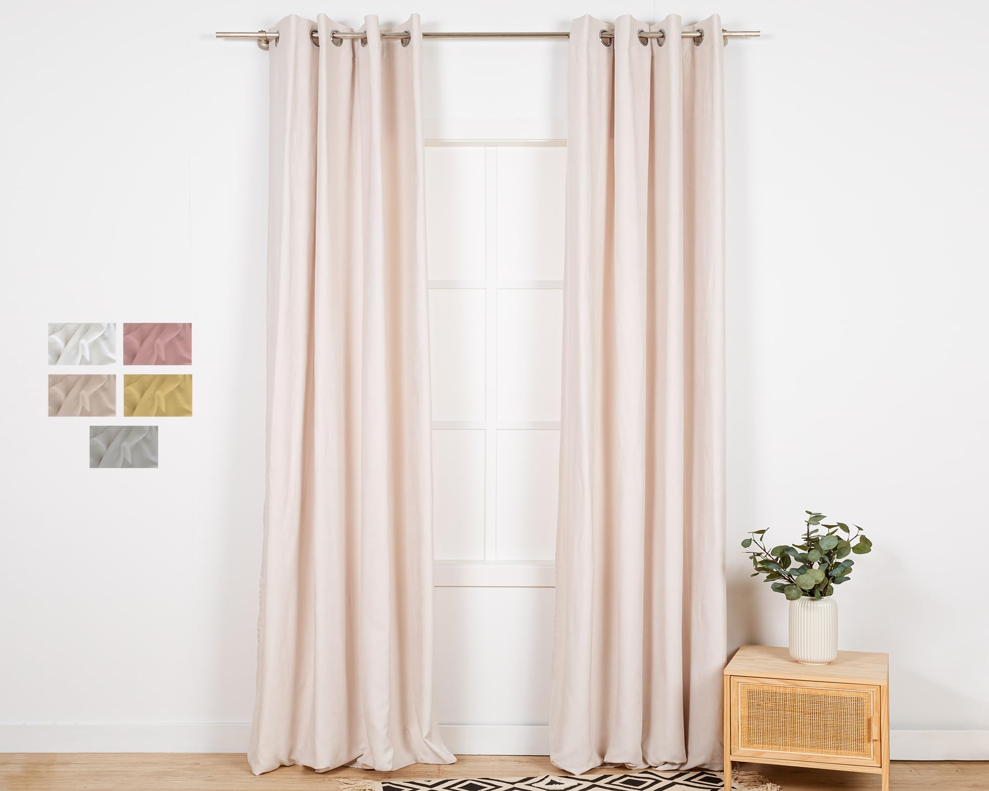 TRAMAS+ Cortinas Opacas de Ante, 1 Pieza de 140x300cm, Cortinas Termicas Aislantes, Cortinas con Ojales, para Salón, Dormitorio y Sala de Estar - Natural