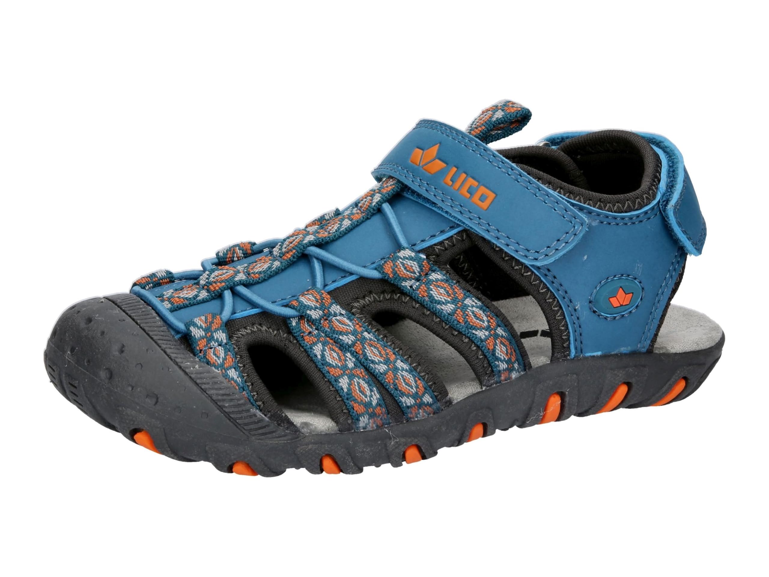 Lico Boys Rene Vs Sandals, Petrol Grey Orange, 9.5 UK Child