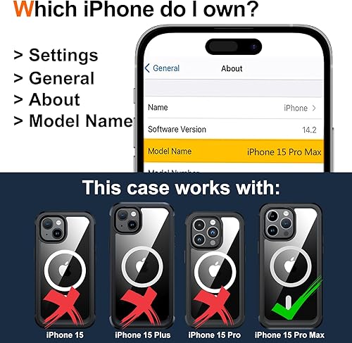 Miniatura 7 de Funda compatible con iPhone 15 Pro Max, protector de pantalla de privacidad integrado compatible con accesorios magnéticos, de grado militar, a