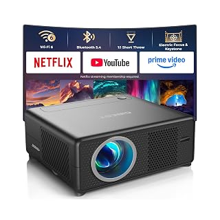 CiBest Mini Projector with WiFi and Bluetooth, Compatible with Netflix/YouTube/PrimeVideo, Electric Focus & Keystone, Short Throw Full HD 1080P Video Projector, Portable Outdoor/Indoor Use - Amazon product rated Grade A