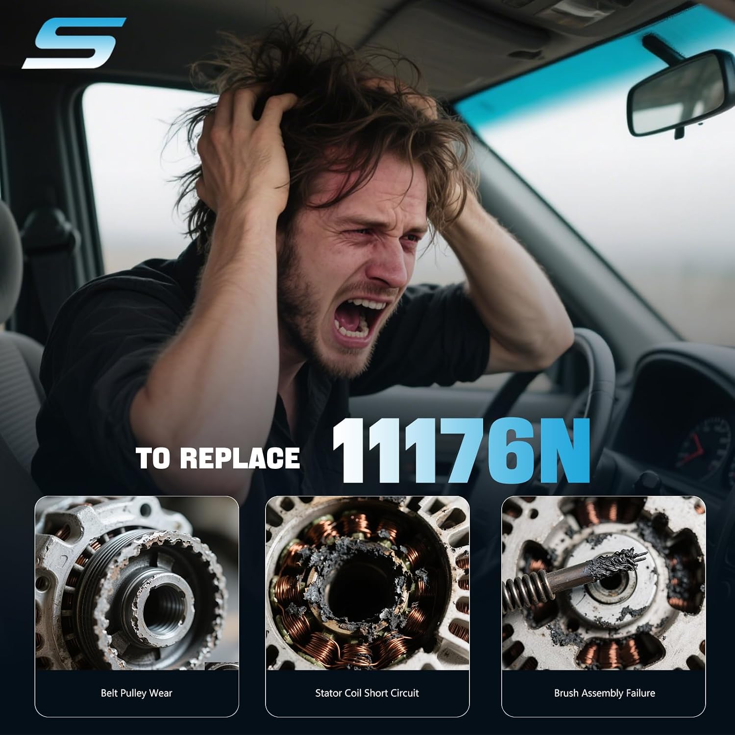 Alternator Generator Part Fit for Honda Civic 2006-2011 1.8L L4,7-Groove Pulley AC generator Replace 11176N 31100RNAA01 31100RNAA01RM 31100RNAA012M2 AHGA67 A002TC1391 SB347 LRA3157