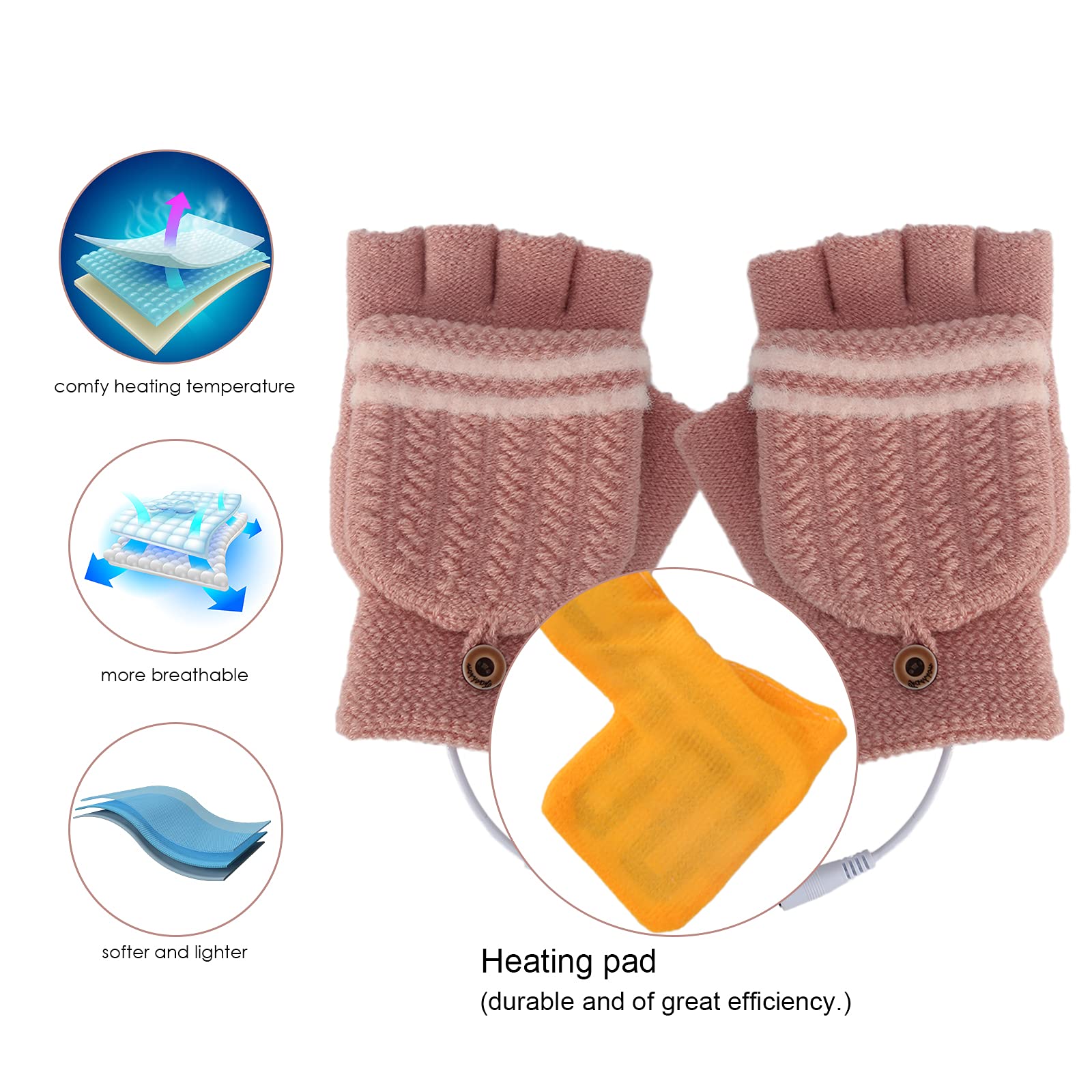 Beheizbare Handschuhe Damen Beheizte USB -Heizhands Produktbild-Vorschau 6