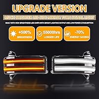 Vista 2 de Gempro Señales de giro de espejo lateral secuencial LED ámbar, luces de estacionamiento y carga blancas, lámparas de espejo de remolque con cambio