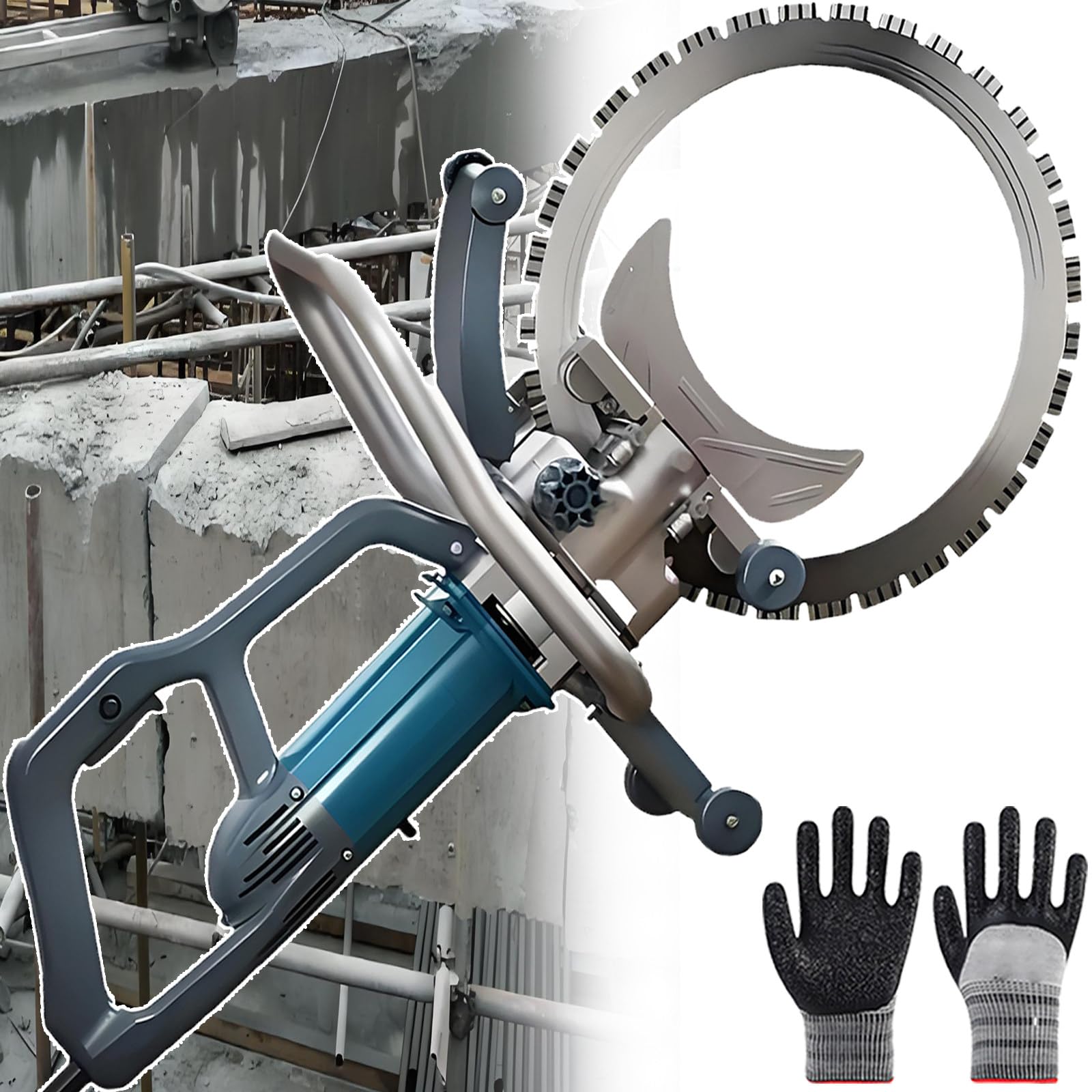 2025 New Electric Concrete Wet Cutting Ring Saw - 8800w Brushless Wall Chaser Cutting Cutter, Water Fed Dust Suppression, Saw Blade Adjustment-Free, For Brick Wall & Concrete Grooving Cutting50cm