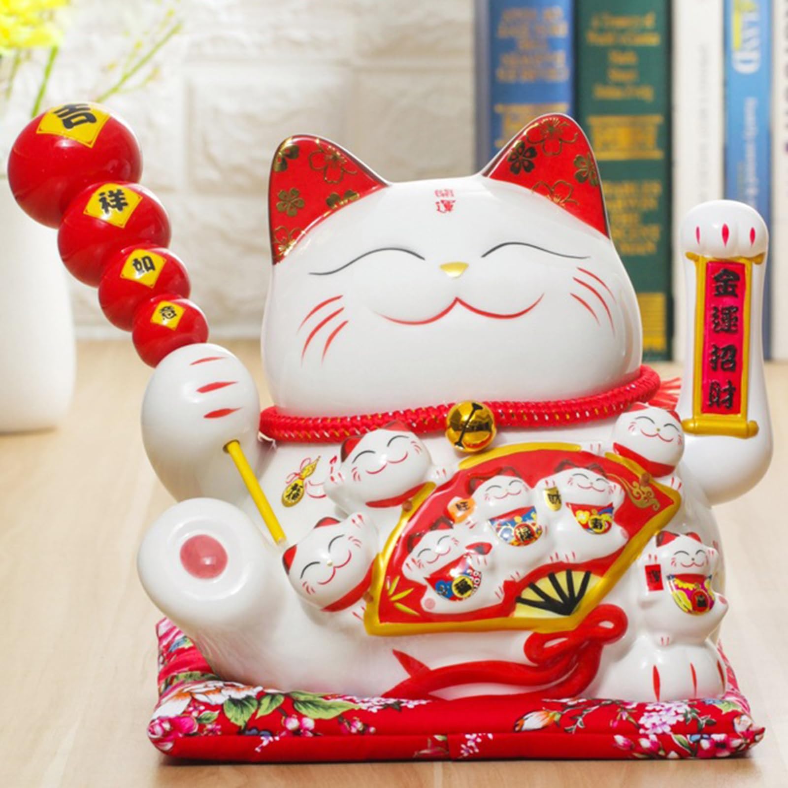 Gato De Fortuna Chino DecoracióN,Gato De Suerte De CeráMica,Adorno De Gato De Bienvenida,Mano De Obra Exquisita,Adecuado como Regalo O ColeccióN De Manualidades
