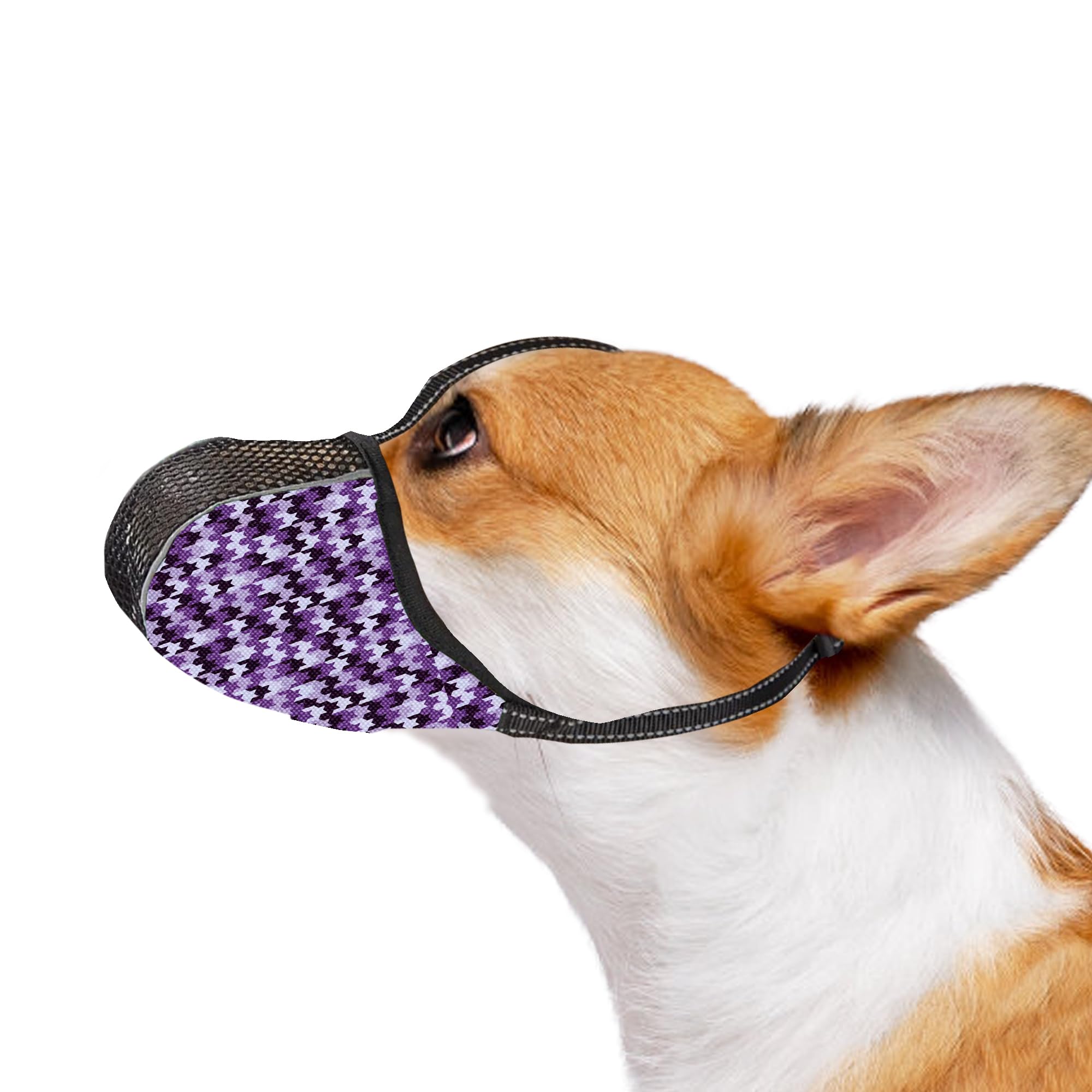 JOYPAWS Dog Muzzle for Small Dogs Anti Prevent Biting Chewing Barking Soft Air Mesh Muzzles Reflective Ajustable Dog Mouth Guard Cover for Grooming Scavenging Purple S