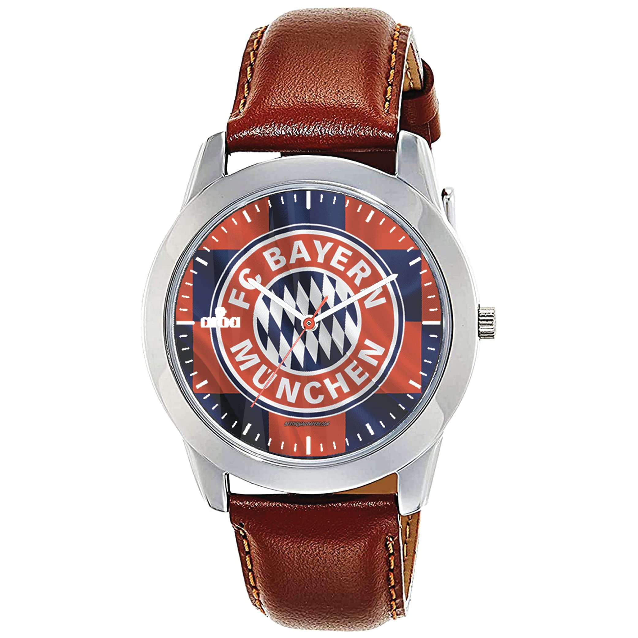 AROA Watch New Watch for FC Bayern Munich Flag Model : 394 Steel Metal Type Analog Brown Strap Watch Blue and Red Dial for Men Stylish Watch for Boys (B0C398FK5K) Amazon Price History, Amazon Price Tracker