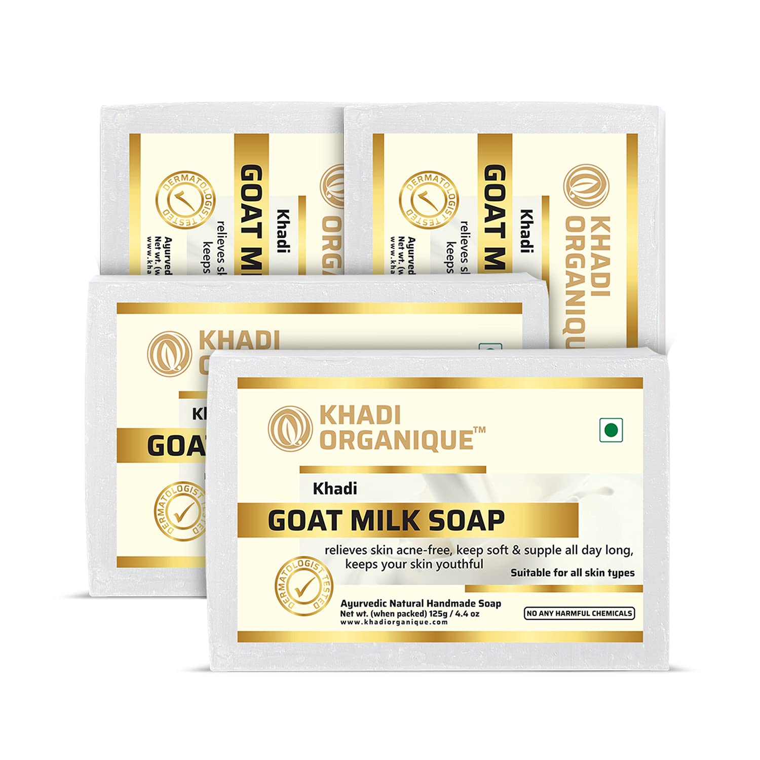 Khadi Organique Handmade Herbal Goat Milk Soap Pack Of 4