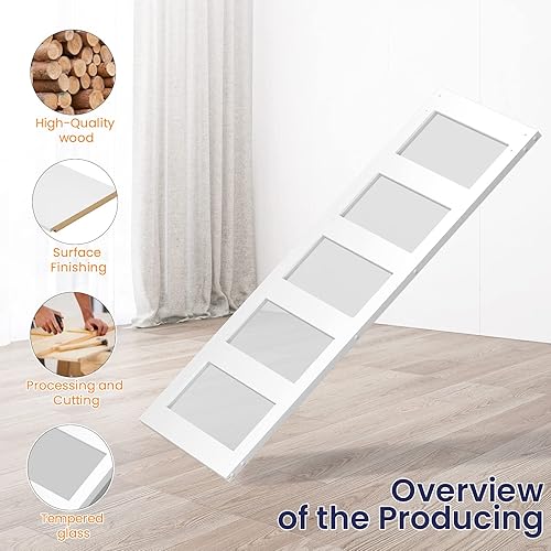 Miniatura 4 de YiHICO Puerta de granero de vidrio de 28 x 84 pulgadas (preperforada y fácil de montar) con kit completo de herrajes para puerta corredera de 5 pies