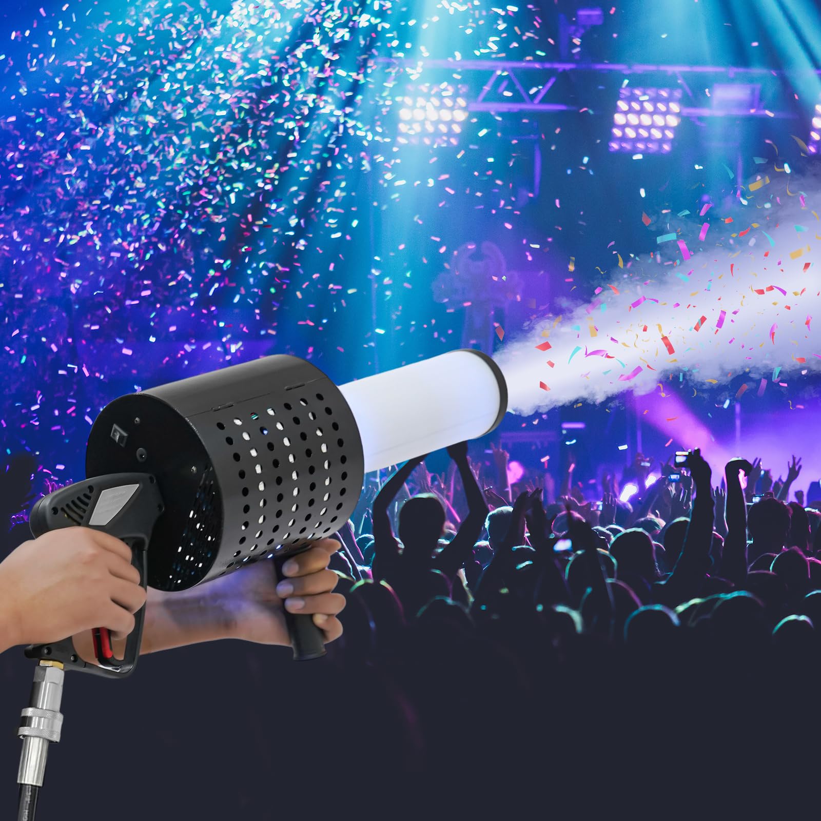 220V Konfetti-Maschinen, Handgeführte Konfetti Maschine, 7 Farben CO ₂ Professionelle Konfetti Maschine, Nebel Farbe Papier Jet Maschine für Party Hochzeit Bühne Konzerte