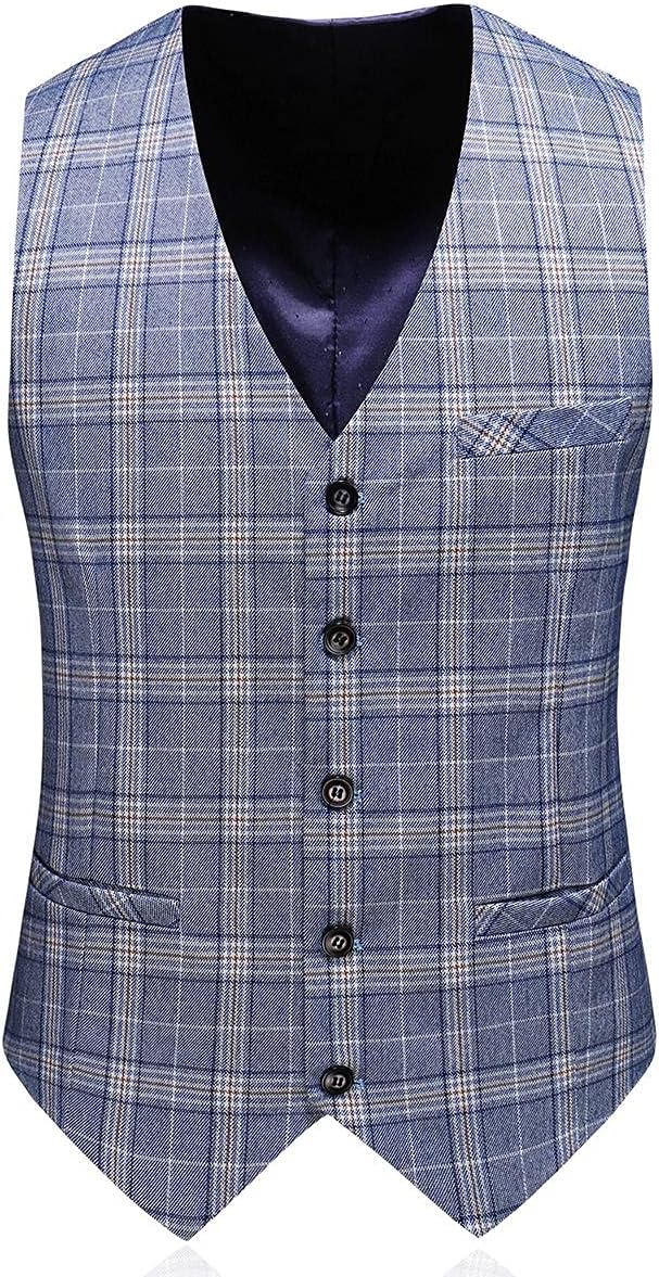 Mens Plaid 3 Piece Suits Slim Fit Double Breasted Plaid Suit Jacket Vest Pants Set Formal - Image 5