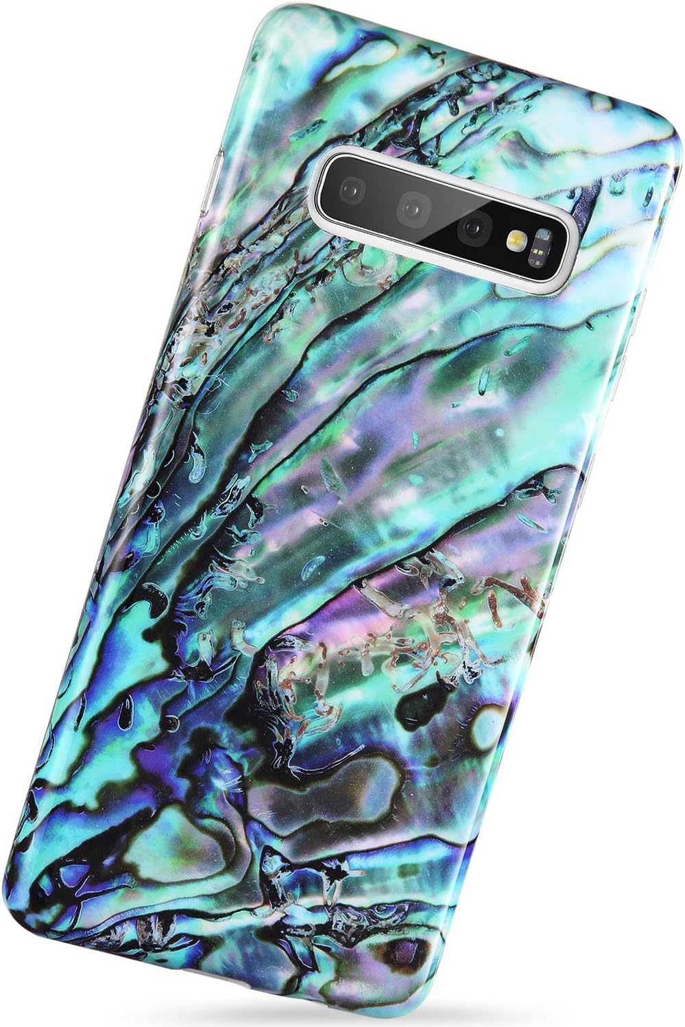 Samsung Galaxy S10+ Plus Case (Not for Small Size S10) Green Oyster Shell Design,Slim-Fit Scratch Resistant Shock Proof Flexible Glossy Soft Silicone Phone Case Cover for Galaxy S10+ Plus