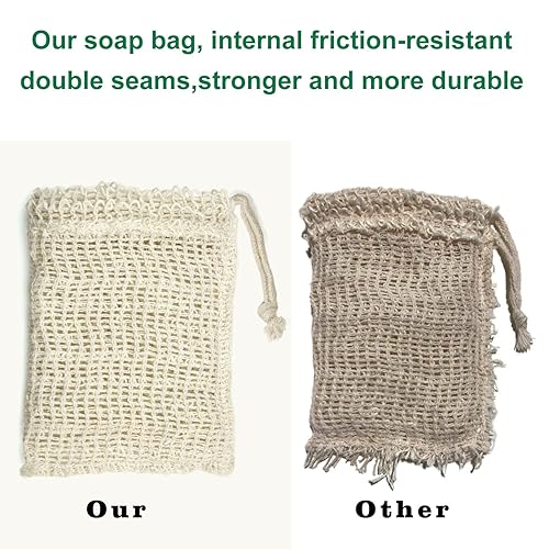 Miniatura 3 de E-Know Bolsa de jabón, paquete de 5 protectores de jabón de sisal natural, red de jabón sin plástico sin residuos, espuma y secado del jabón,