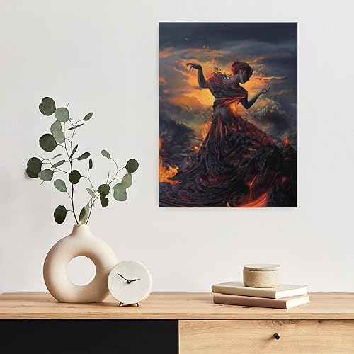 Miniatura 4 de Póster de arte de la diosa del fuego, Hestia, mujer y volcán Hawaii, impresiones artísticas en lienzo para decoración de pared, decoración de