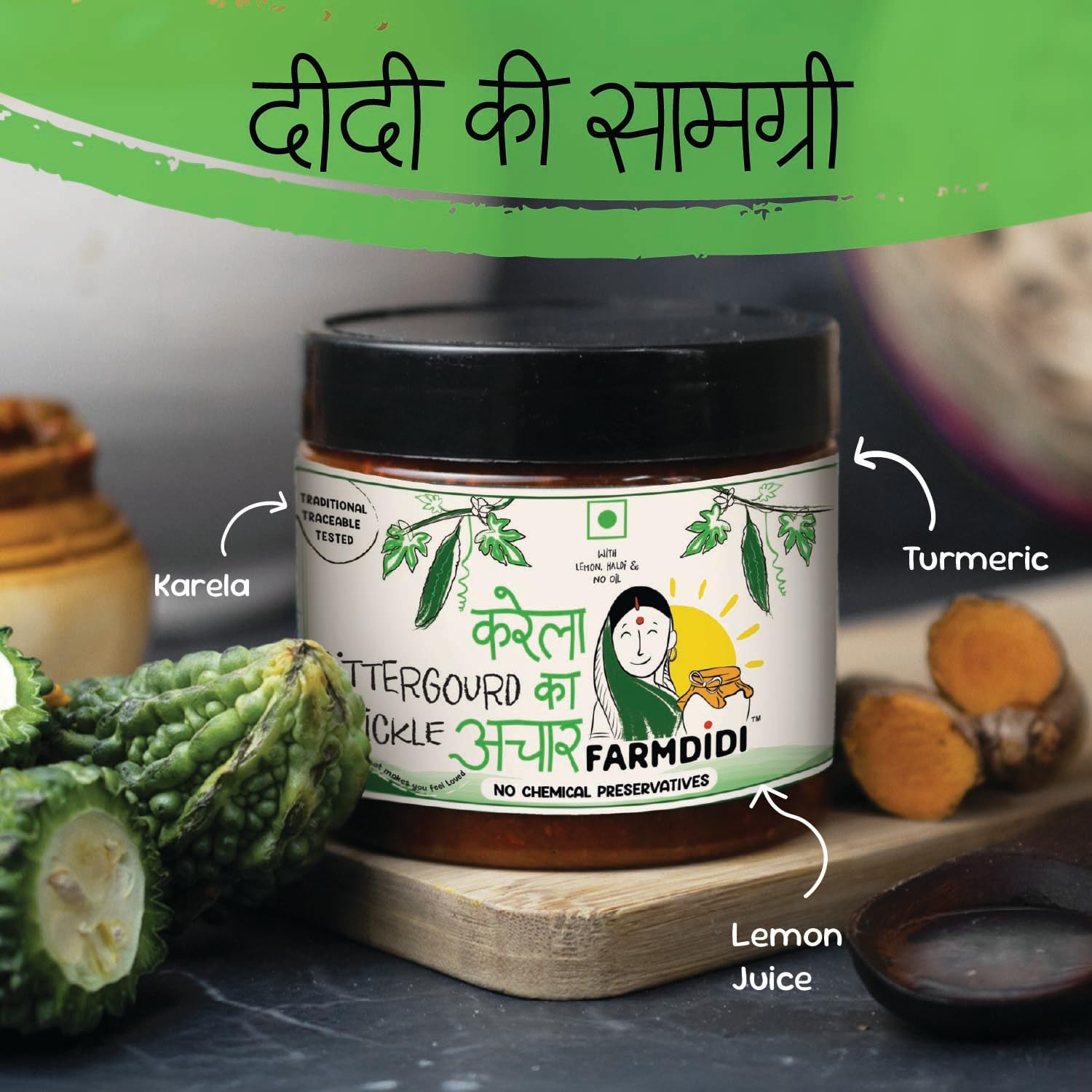 FarmDidi Bitter Gourd Pickle 325g In Fresh Homemade Karela Ka Achaar Without Oil Sun-Dried Pickle With No Preservatives Authentic Karele Ka Achar Recipe 2