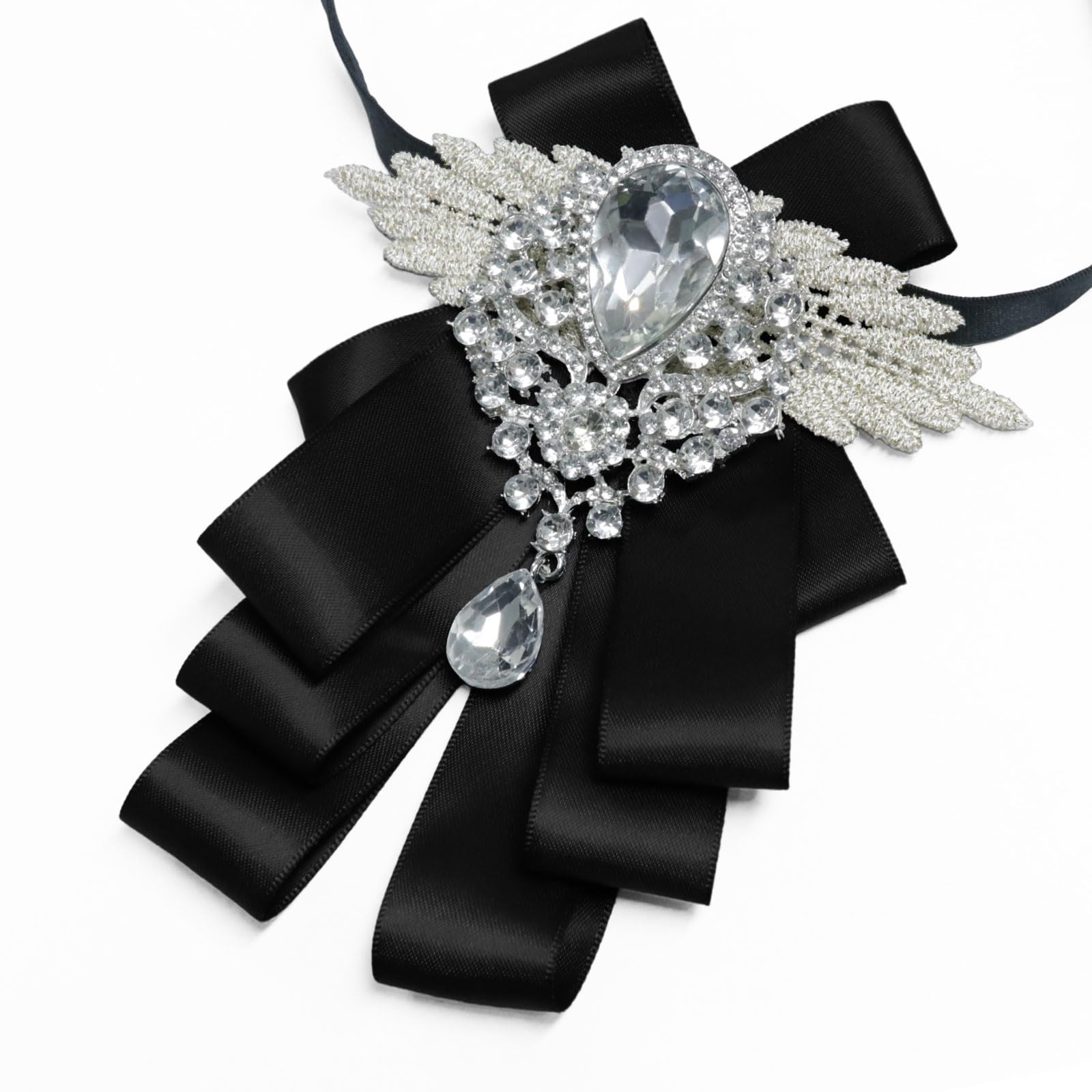 LHXzizizi Bow Tie for Women, Womens Bow Tie Rhinestone Solid Color Bowtie for Party Banque School Prom Graduation Leisure