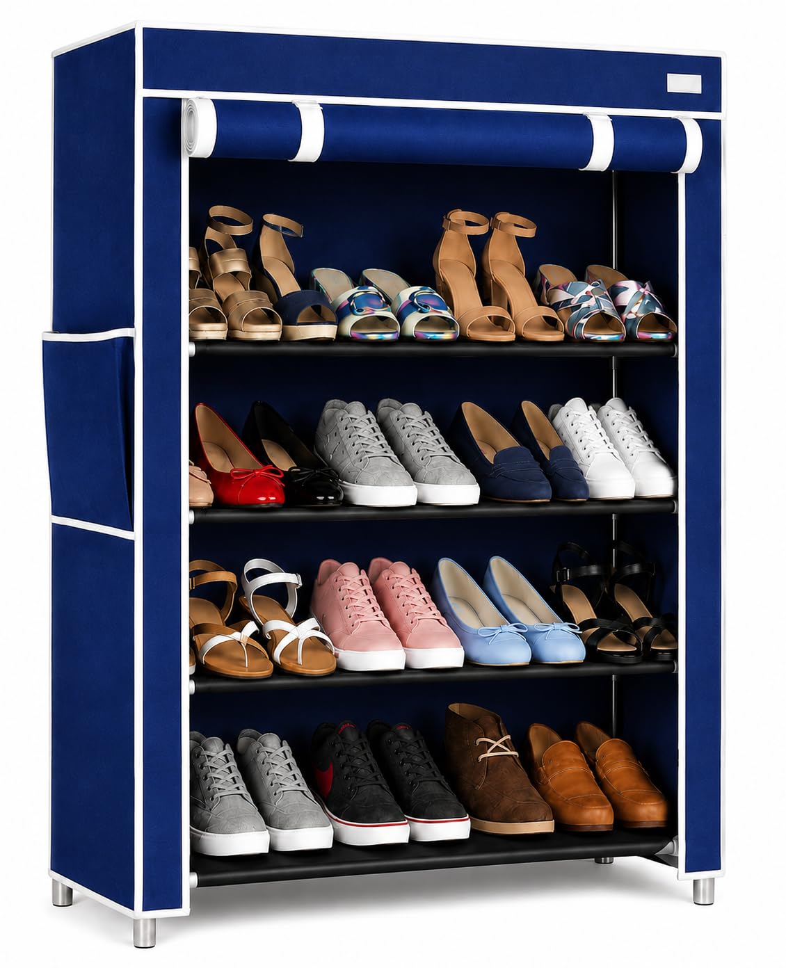 4 Ayer Shoe Rack Plastic with Black Cover | Multipurpose Plastic Shoe Rack for Home | Space Saving Foldable Shoe Stand | Storage Rack for Home, Bedroom & Entryway.-picture-33