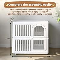 Vista 6 de Jaula acrílica para perros de interior con ruedas 34" x 23" x 30", lindo corral de plástico de fácil limpieza para cachorros y perros pequeños