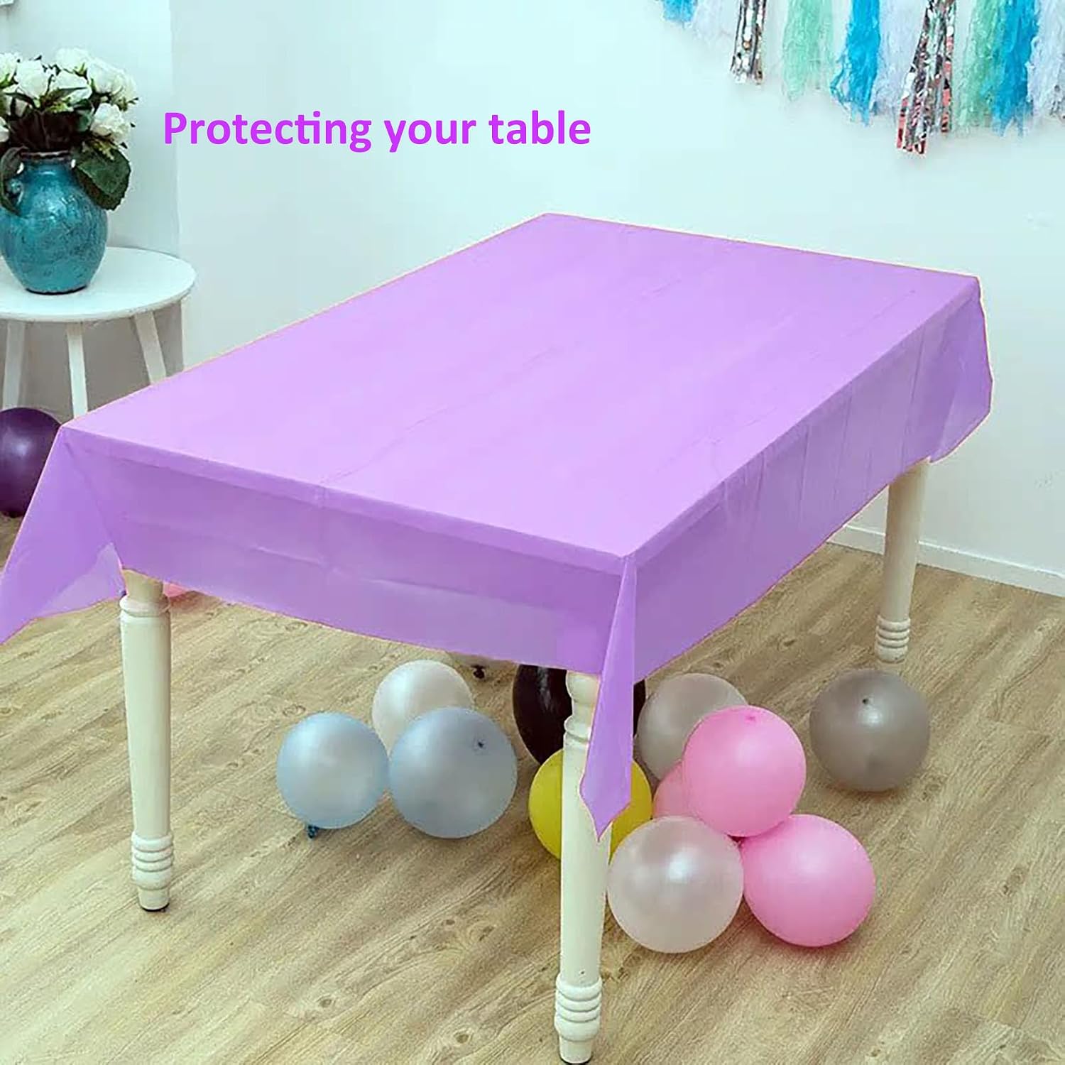 1 Pack Plastic Tablecloths Disposable Table Covers 54 inch x108 inch Rectangular Disposable Party Table Cover Suitable for Birthday, Graduation, Restaurant, Wedding Decoration Tablecloth (Purple)