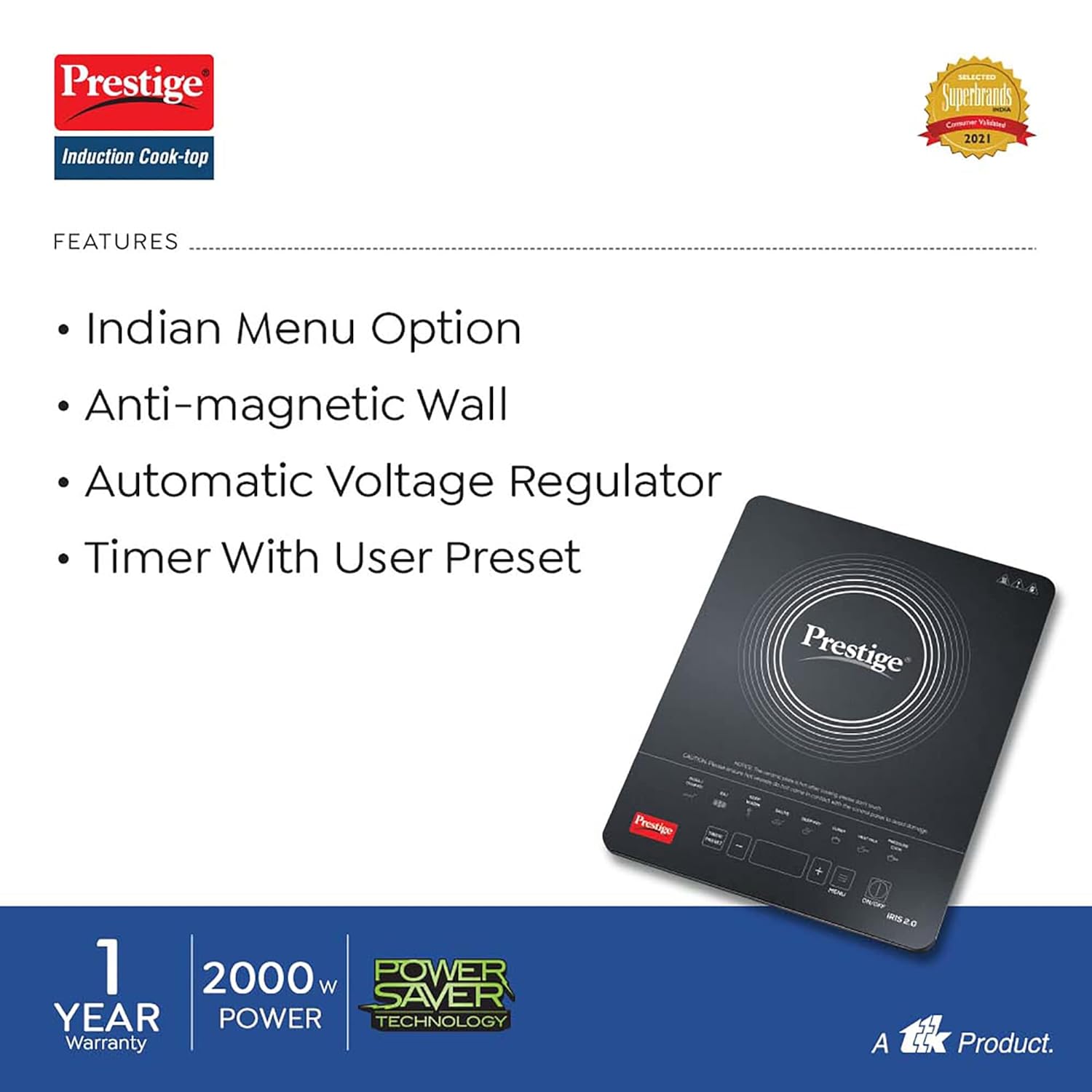 Prestige 2000 W IRIS 2.0 Induction Cooktop with automatic voltage regulator|Indian Menu option|Anti Magnetic Wall|Timer with User Pre-Set|1 year warranty|Black 25 71CB0Dsgj4L. SL1500