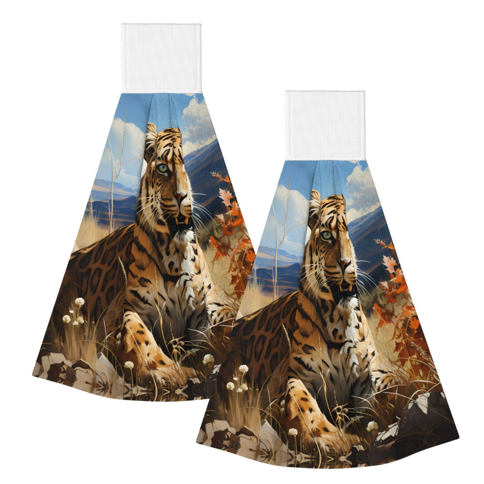 ZQYTGFDC Leopard in search of prey Highly Absorbent Dish Towels Soft Coral Fleece Wipe