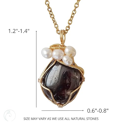 Miniatura 78 de Designs by Nature Gems Raw Citrine & Pearl Necklace, November Birthstone Jewelry, June Crystal, With 24 Inch Chain Gold Plated Chain, Genuine Raw