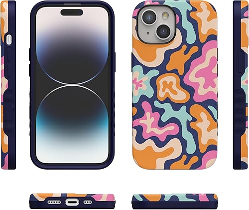 Miniatura 8 de Casely Funda para iPhone 15  Splash de color medianoche  Funda retro abstracta  Negrita