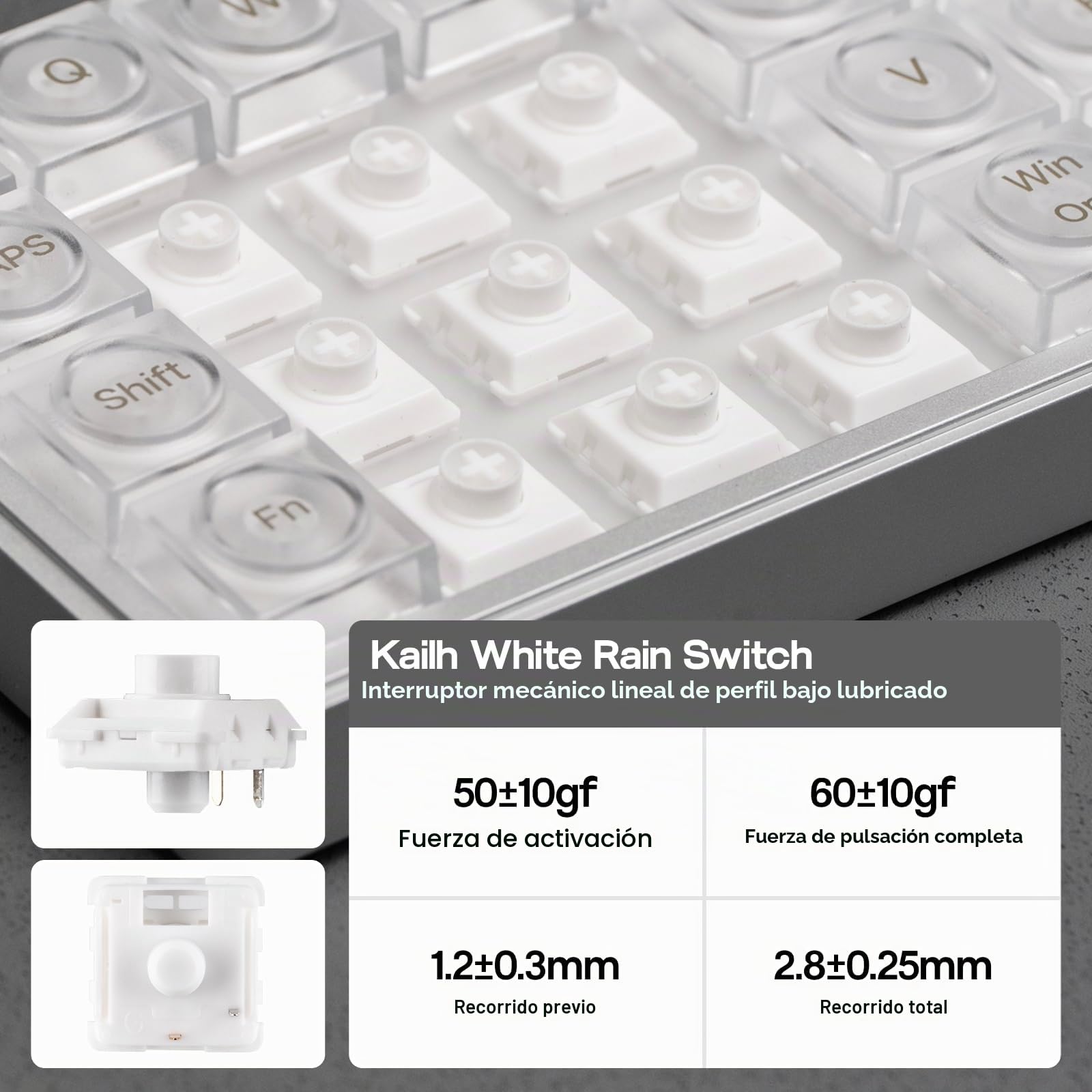 EPOMAKER Luma40 Teclado Mecánico de Bajo Perfil con QMK/Via y Metal CNC, Teclas de PC Transparente, Hot-Swap, Switch Lineal Kailh, 2.4Ghz/BT/USB, Teclado Inalámbrico para Juegos del 40% para Mac/Win